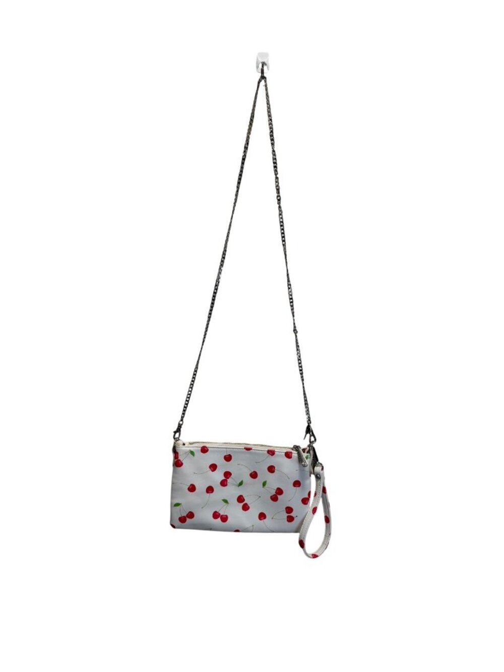 Cherry Print Wristlet & Crossbody Bag With Chain Strap - Versatile & Stylish Acc